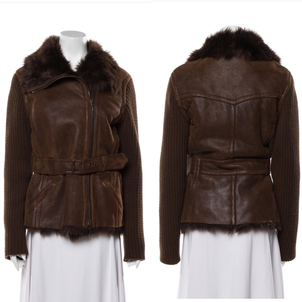 Plein Sud Tuscany Lamb Fur and Leather Coat Jacket